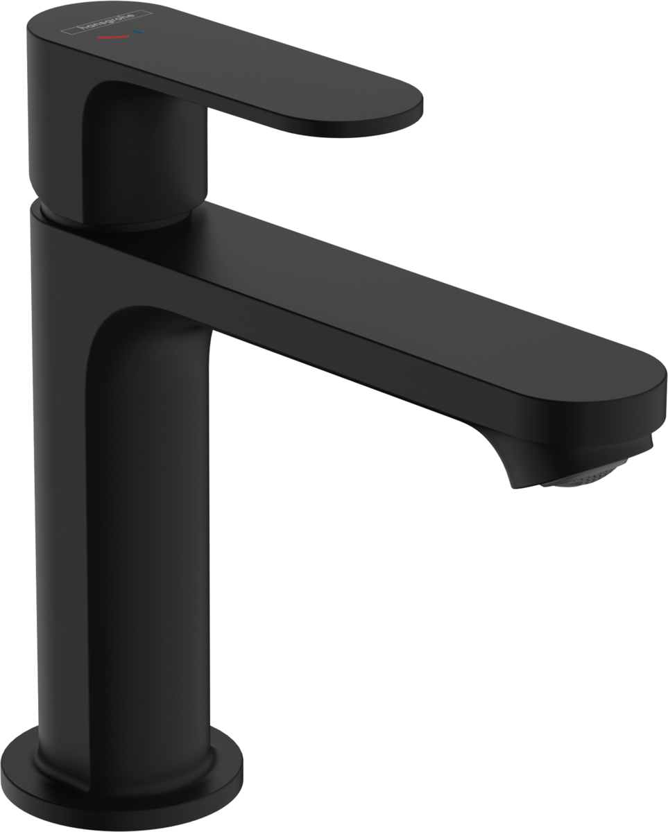 Mitigeur de lavabo Hansgrohe Rebris S 110 CoolStart avec tirette et vidage en noir mat