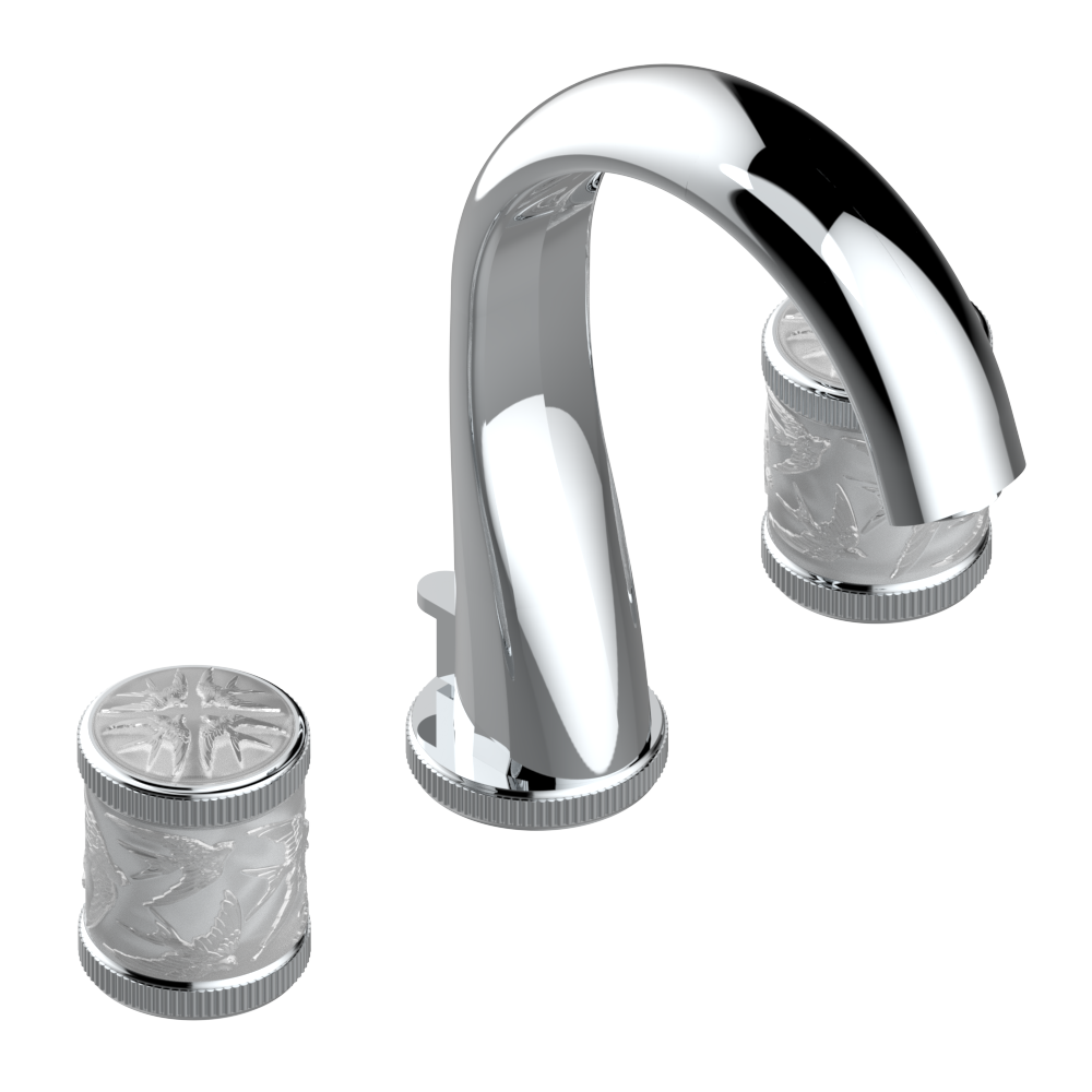 Mélangeur de lavabo 3 trous THG avec vidage pour serrage marbre - Collection &quot;Hirondelles&quot;