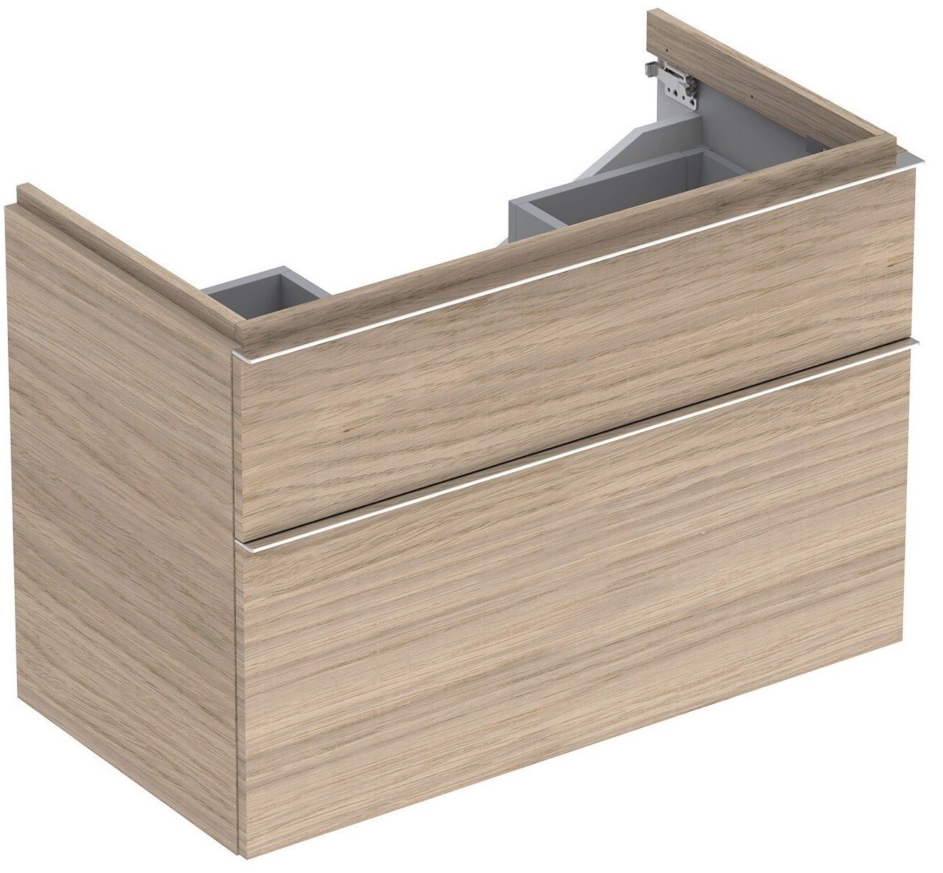 Meuble bas pour lavabo Geberit iCon 90 cm avec deux tiroirs en chêne naturel