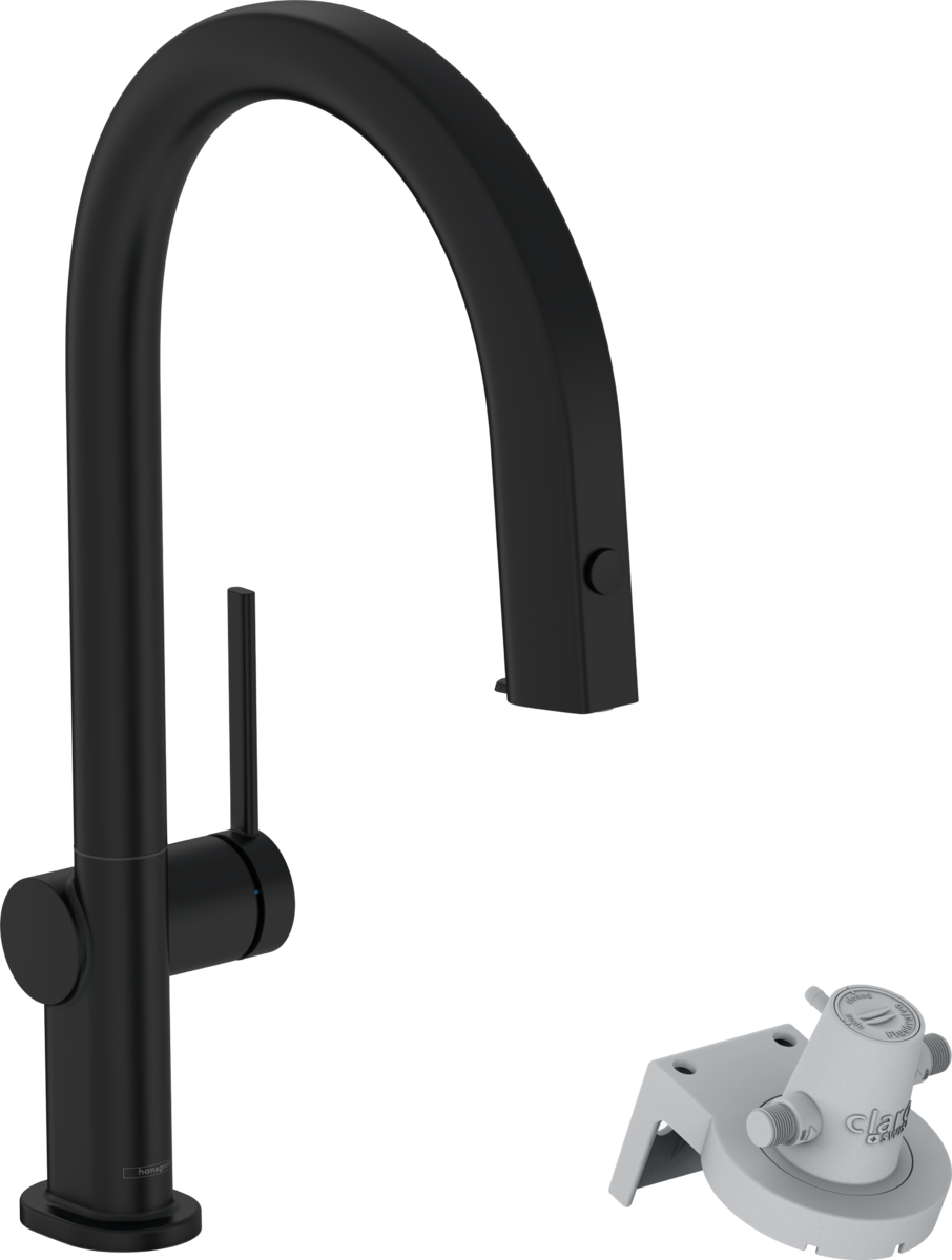 Mitigeur de cuisine Hansgrohe Aqittura M91 210, avec douchette extractible 1 jet en noir mat