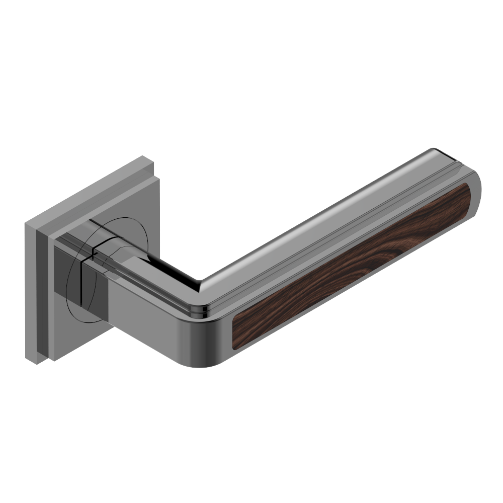Paire de poignées de porte collection New York insert ébène THG Paris en PVD graphite