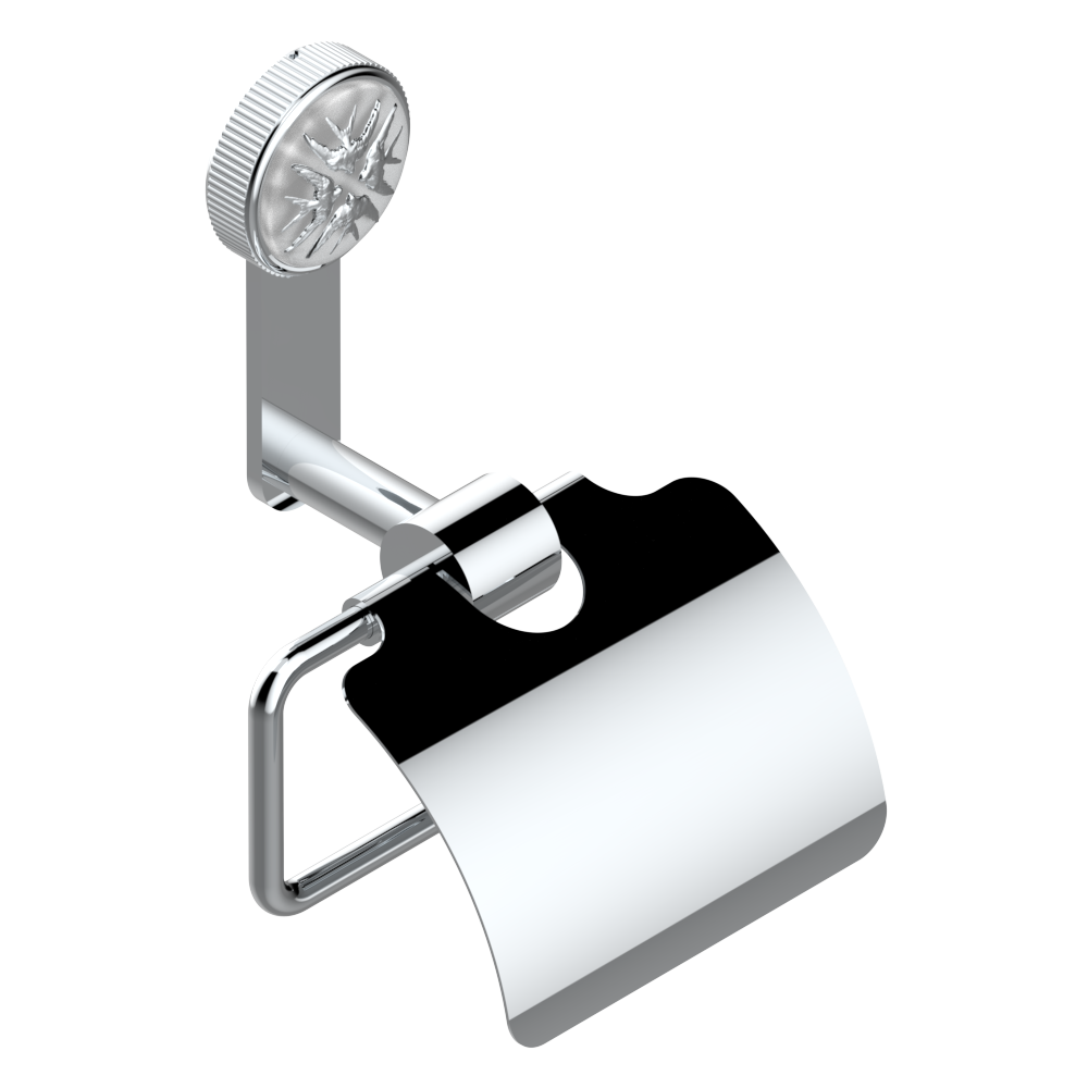 Porte-rouleau avec couvercle THG - Collection &quot;Hirondelles tamponnées platine&quot;