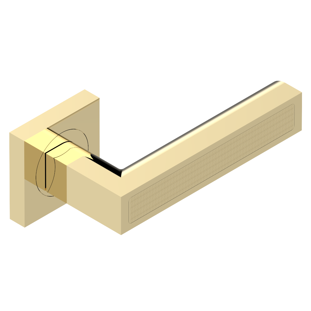 Paire de poignées de porte collection Genève insert guilloché wave​ THG Paris en PVD doré