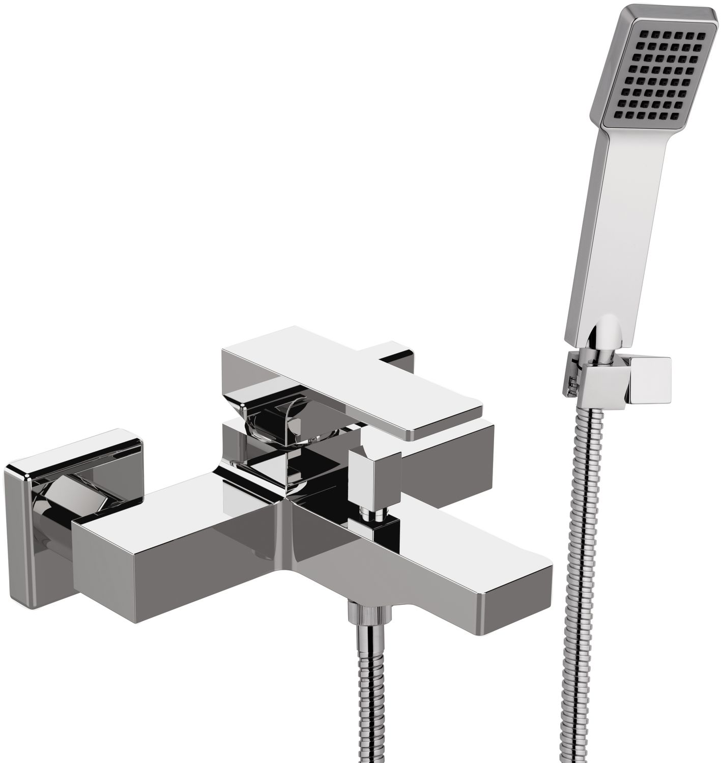 Mitigeur de bain / douche apparent Remer Absolute avec flexible, douchette et support articulé en laiton chromé