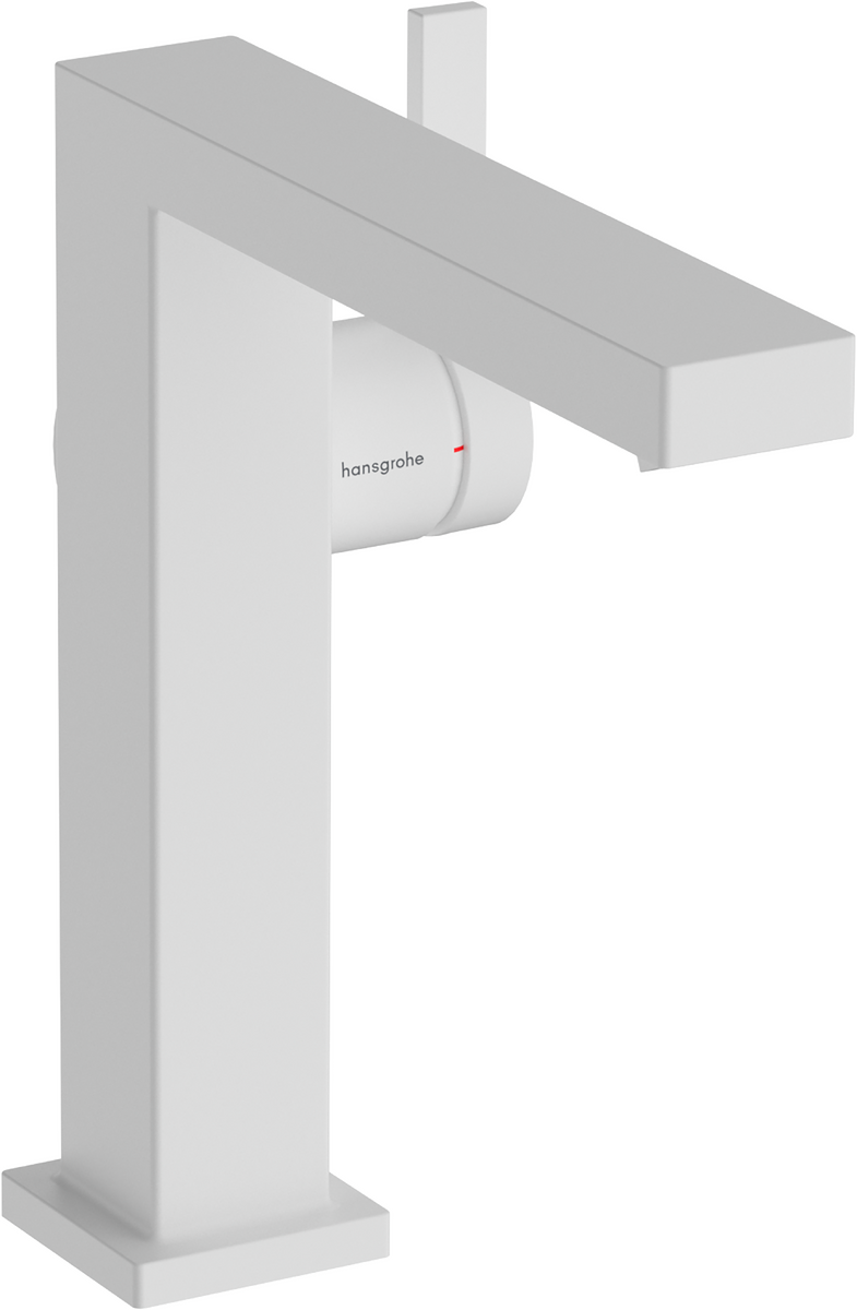 Mitigeur de lavabo Hangrohe Tecturis E Fine 150 CoolStart avec bonde Push-Open en blanc mat