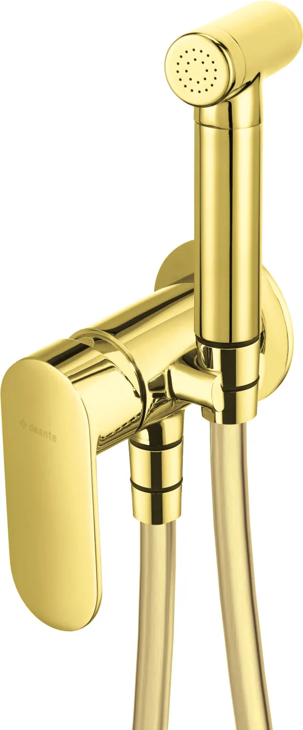 Ensemble hygiénique de WC avec mitigeur encastré Deante Alpinia en doré poli avec flexible de 120 cm