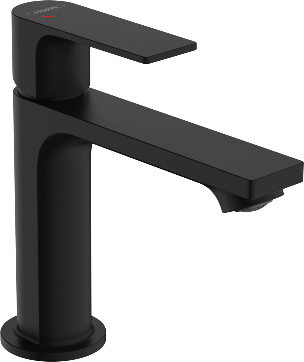 Mitigeur de lavabo Hansgrohe Rebris E 110 CoolStart avec tirette et vidage en noir mat