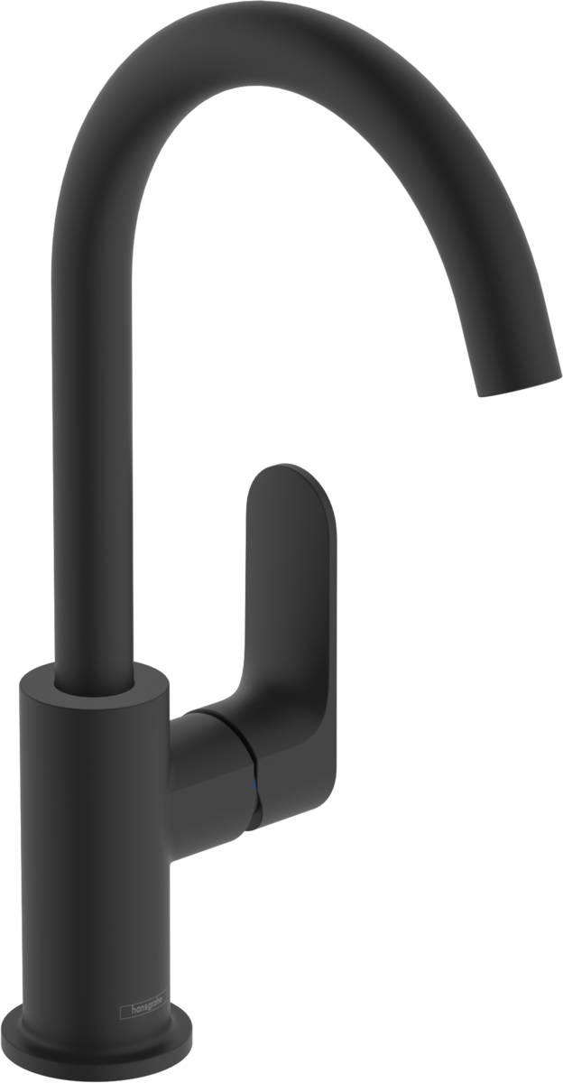 Mitigeur de lavabo Hansgrohe Rebris S 210 avec bec orientable, tirette et vidage en noir mat