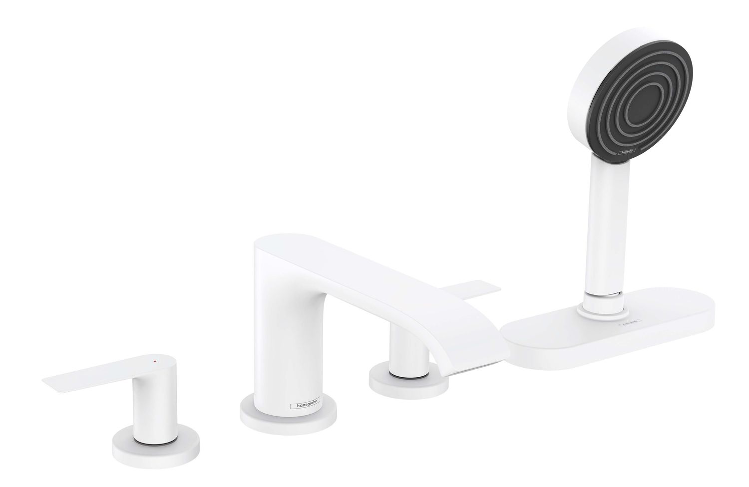 Mélangeur 4 trous pour montage sur bord de baignoire Hansgrohe Vivenis avec sBox en blanc mat