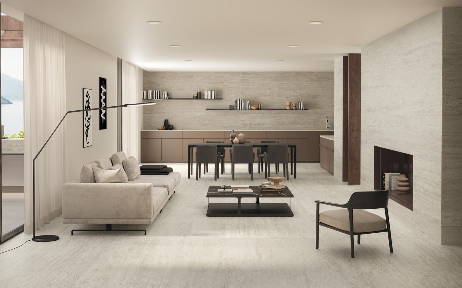 Grès cérame Marvel Travertine White Vein Grip 60 x 120 cm - Atlas Concorde