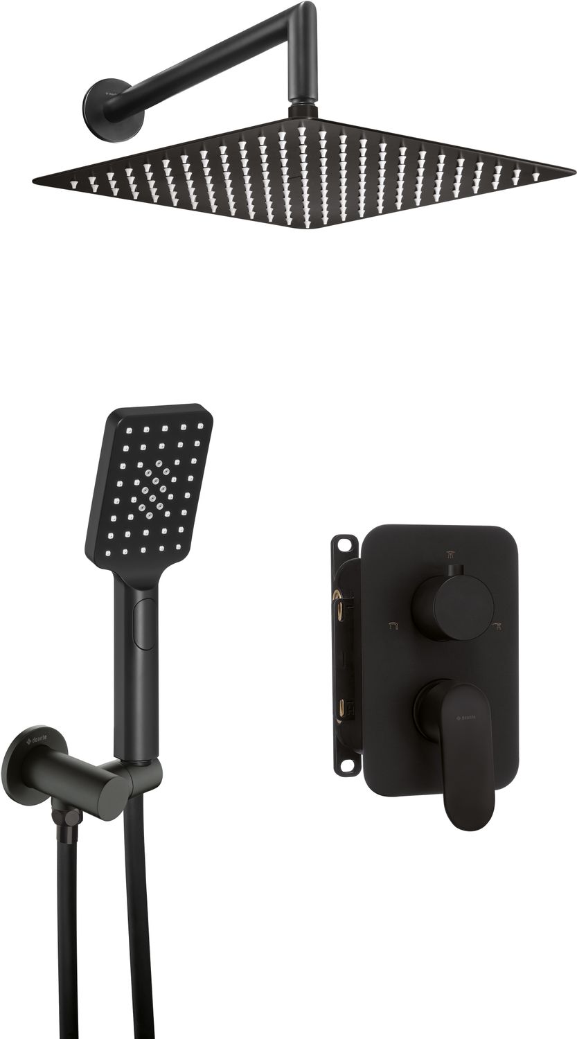 Ensemble de douche encastré Deante Alpinia 250 en noir mat
