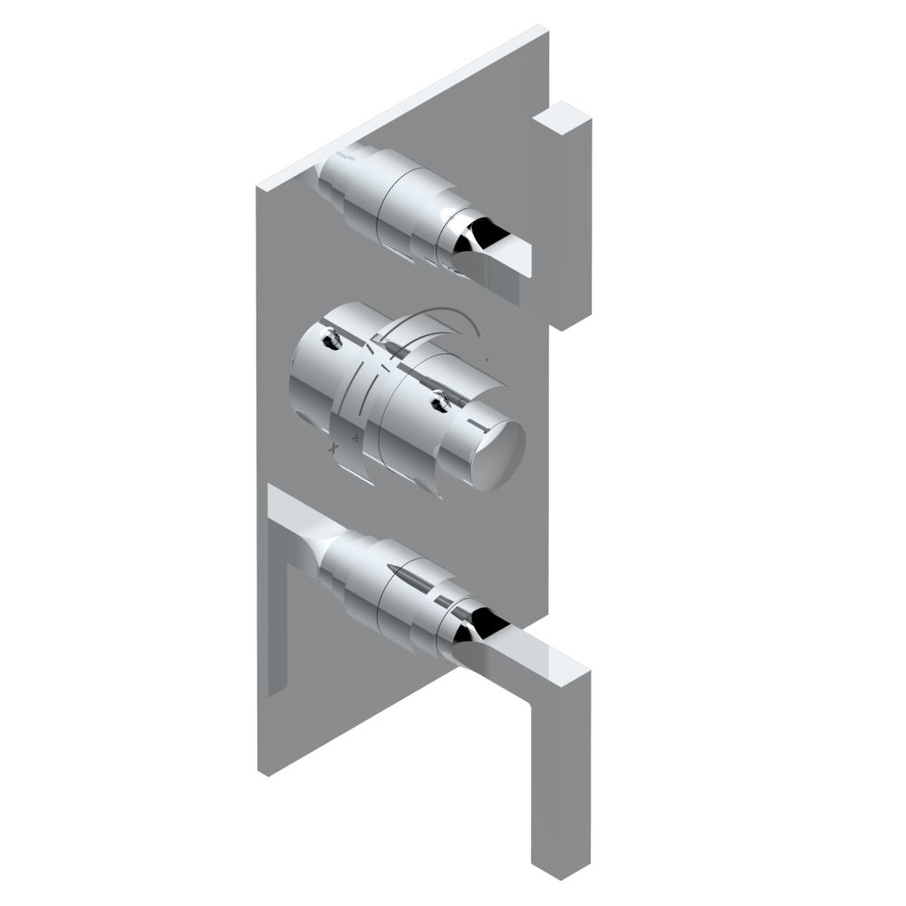 Set de finition THG pour douche thermostatique à encastrer avec deux robinets d&#39;arrêt à 2 fonctions - Collection &quot;Beluga&quot;