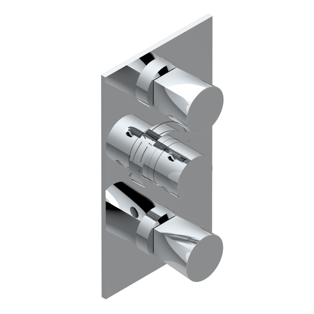 Set de finition THG pour douche thermostatique à encastrer avec deux robinets d&#39;arrêt à 2 fonctions - Collection &quot;Métamorphose&quot;