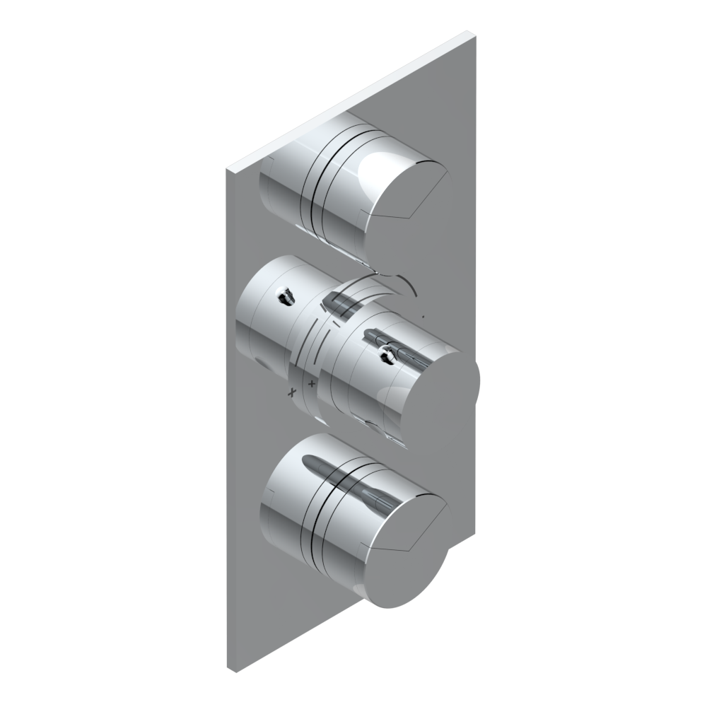 Set de finition THG pour douche thermostatique à encastrer avec deux robinets d&#39;arrêt à 2 fonctions - Collection &quot;Yoko Delta&quot;