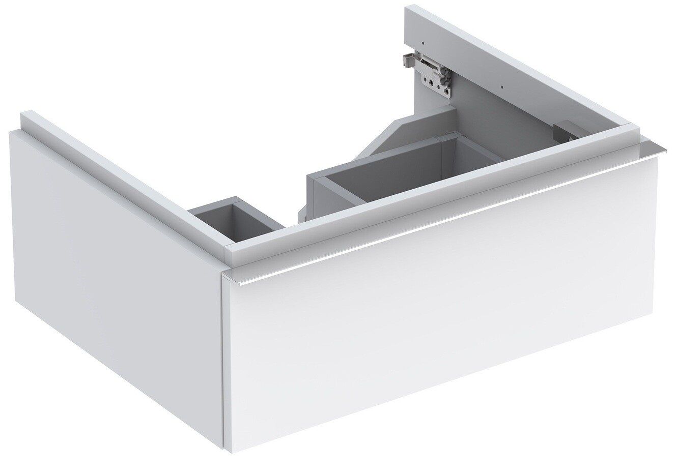 Meuble bas pour lavabo Geberit iCon 60 cm avec un tiroir en blanc laqué mat