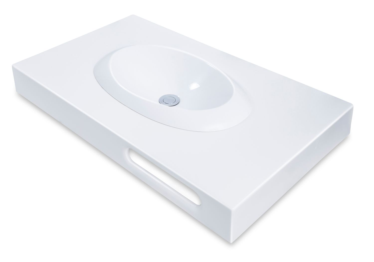 Plan AquaStone 90 cm blanc avec bol encastré