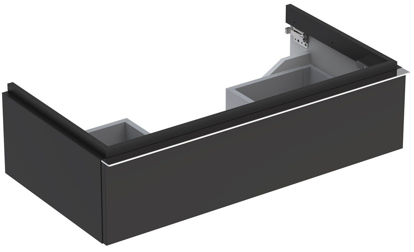 Meuble bas pour lavabo Geberit iCon 90 cm avec un tiroir en gris velouté laqué mat