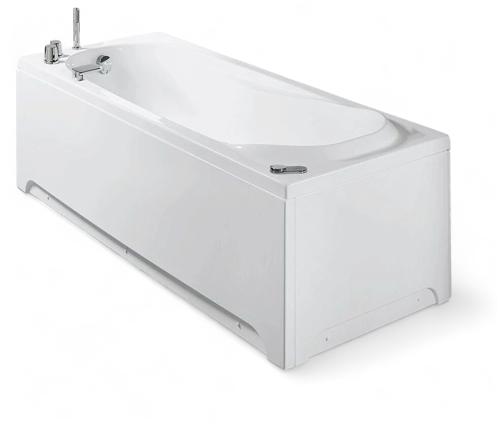 Baignoire rectangulaire Glass avec tablier frontal, support et pieds - Série Lis - 170 x 75 cm