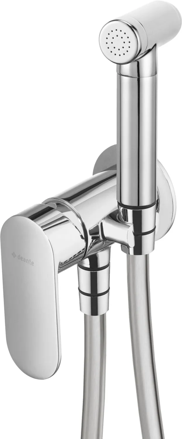 Ensemble hygiénique de WC avec mitigeur encastré Deante Alpinia en chromé avec flexible de 120 cm