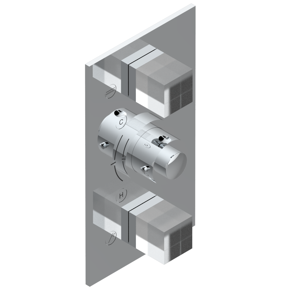 Set de finition THG pour douche thermostatique à encastrer avec deux robinets d&#39;arrêt à 2 fonctions - Collection &quot;Soho&quot;