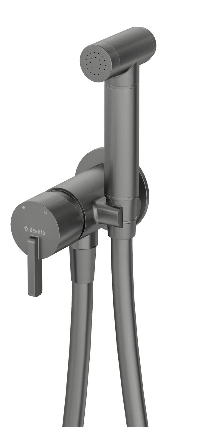 ​Ensemble hygiénique de WC avec mitigeur encastré Deante Silia en titane avec flexible de 120 cm