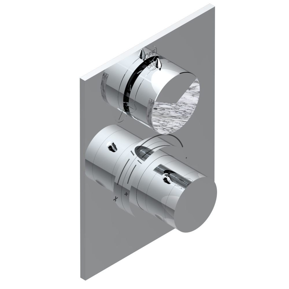 Set de finition THG pour douche thermostatique à encastrer 2 fonctions avec inverseur - Collection &quot;Yoko Delta Howlite&quot;