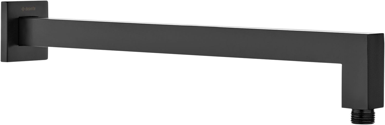 Bras de douche mural Deante Cascada 362 mm avec rosace carrée en noir mat
