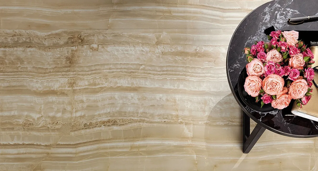 Grès cérame Marvel Gold Onyx brillant Lappato 75 x 150 cm - Atlas Concorde
