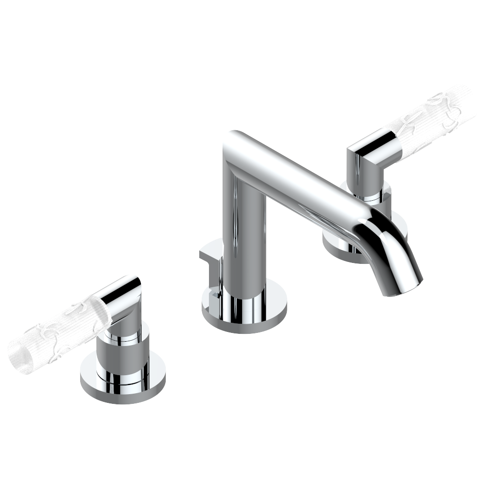 Mélangeur de lavabo 3 trous THG avec vidage pour serrage marbre - Collection &quot;Bambou Cristal clair&quot;