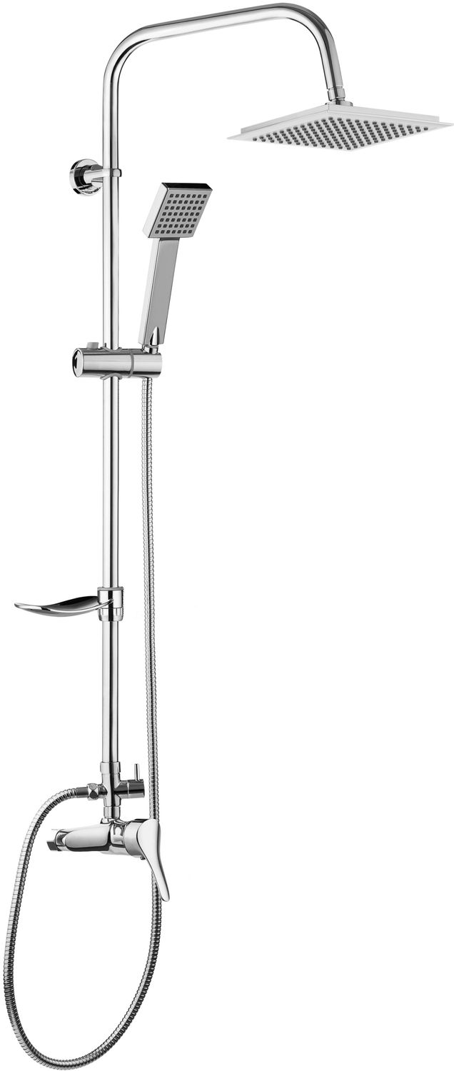 Colonne de douche Showerpipe Neo Joko Square 200 avec mitigeur mécanique en chromé
