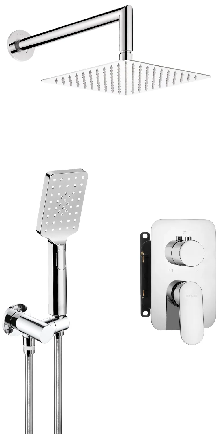 Ensemble de douche encastré Deante Alpinia 250 en chromé