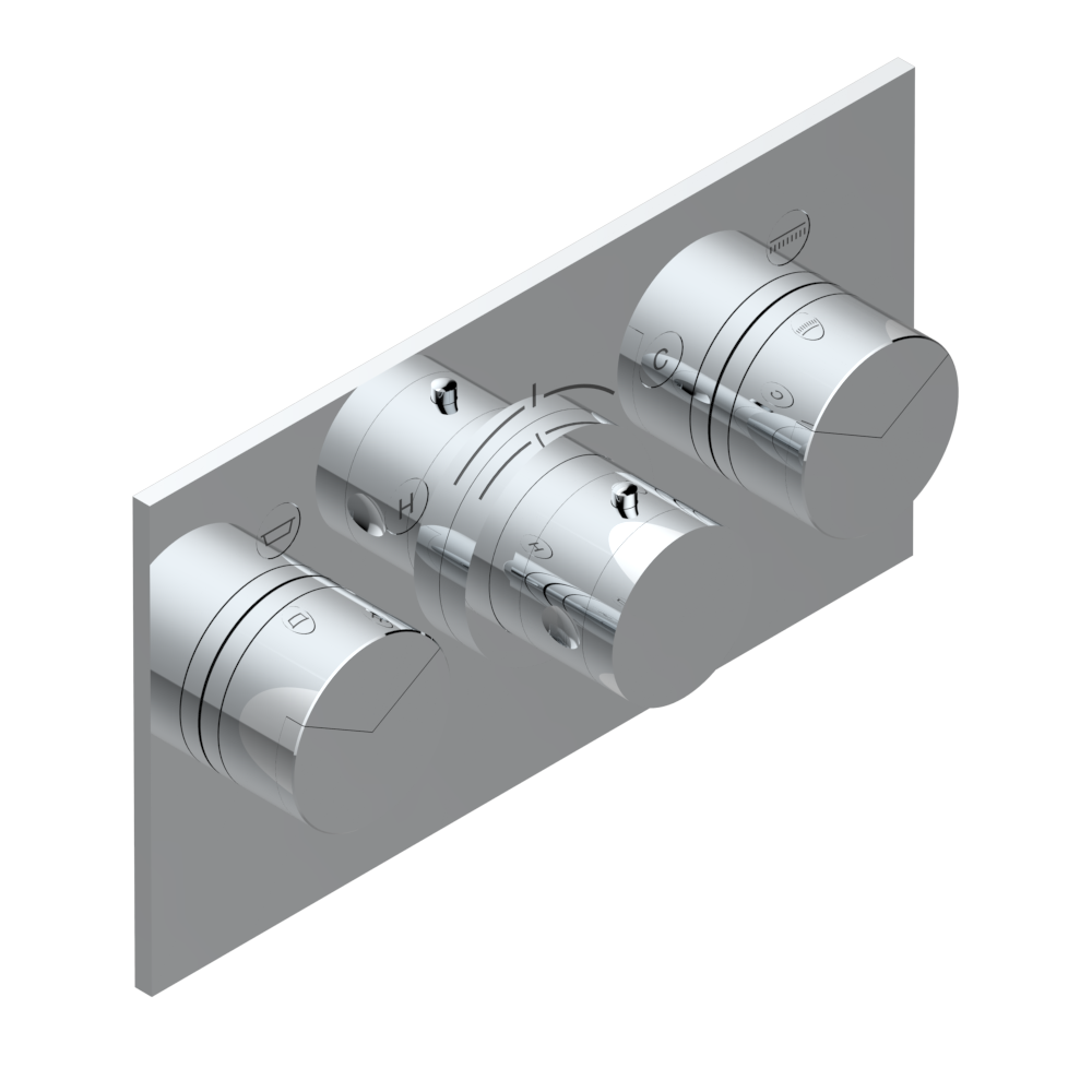 Set de finition THG pour douche thermostatique à encastrer avec deux robinets d&#39;arrêt pour installation horizontale à 2 fonctions - Collection &quot;Yoko Delta&quot;