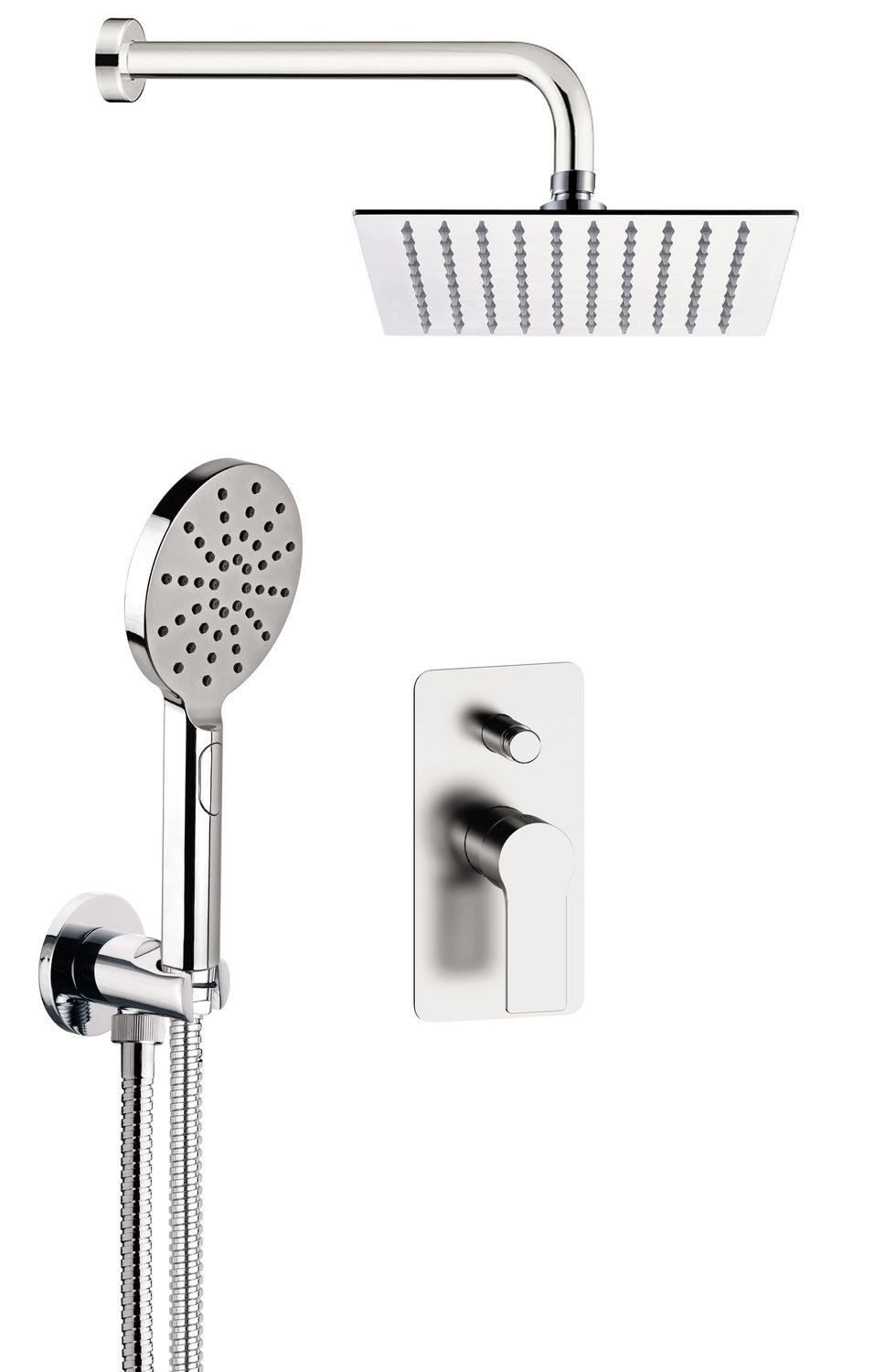 Ensemble de douche encastré Remer Energy 200 mm en laiton chromé