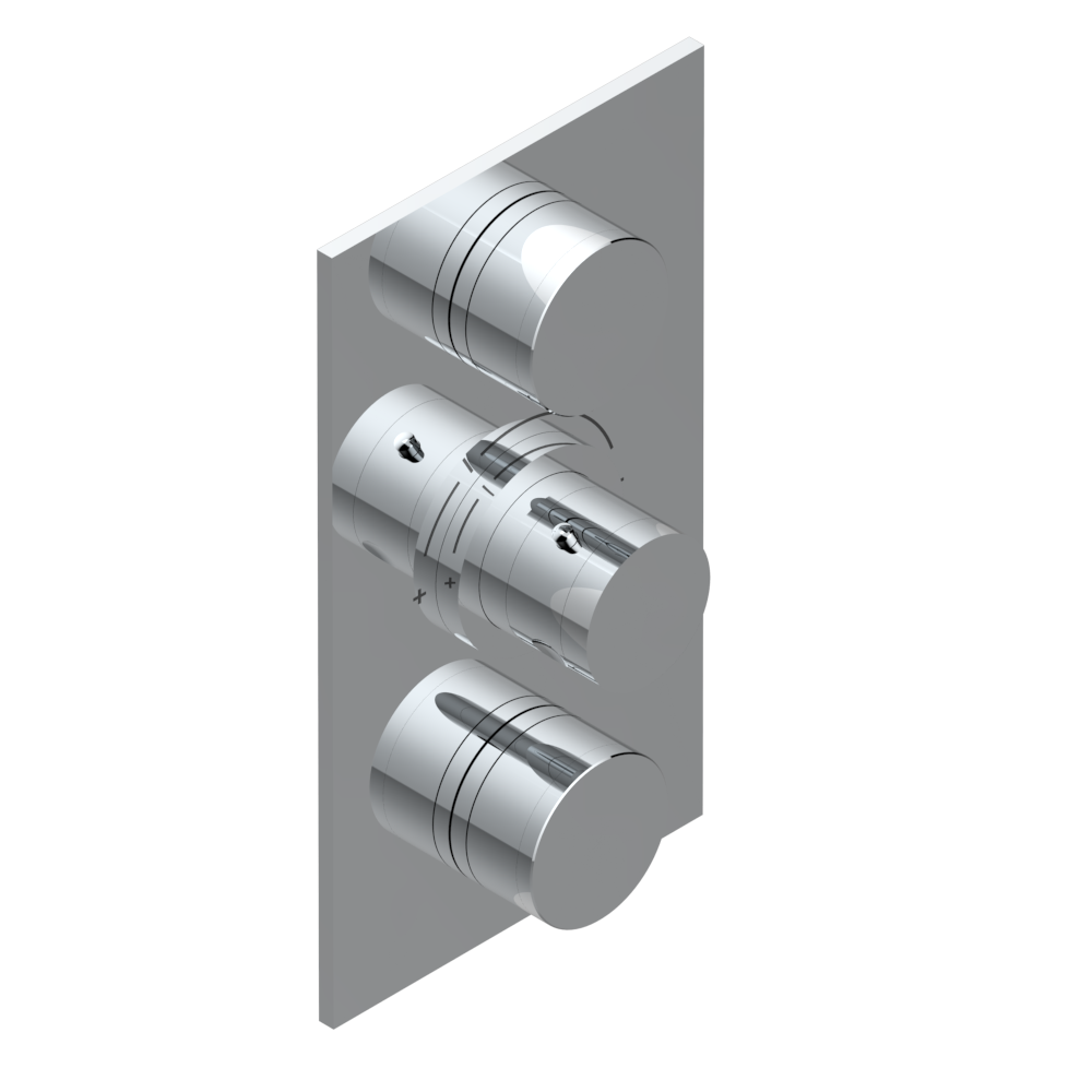 Set de finition THG pour douche thermostatique à encastrer avec deux robinets d&#39;arrêt à 2 fonctions - Collection &quot;Yoko Color&quot;