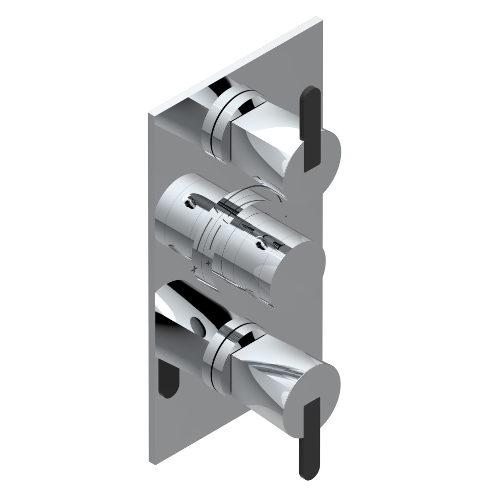 Set de finition THG pour douche thermostatique à encastrer avec deux robinets d&#39;arrêt à 2 fonctions - Collection &quot;Métamorphose céramique noire&quot;