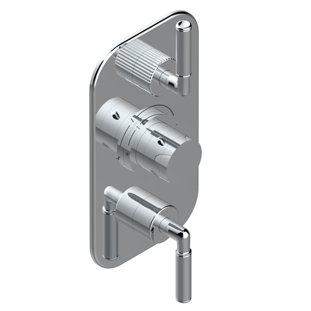 Set de finition THG pour douche thermostatique à encastrer 2 fonctions avec inverseur - Collection &quot;Estrela à manettes&quot;
