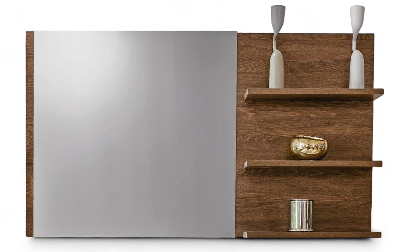 Miroir de salle de bains 120 x 70 cm avec étagères en bois hydrofuge