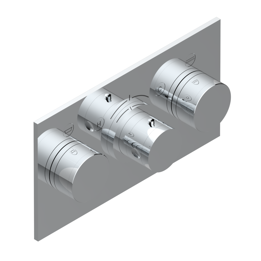 Set de finition THG pour douche thermostatique à encastrer avec deux robinets d&#39;arrêt pour installation horizontale à 2 fonctions - Collection &quot;Yoko Color&quot;