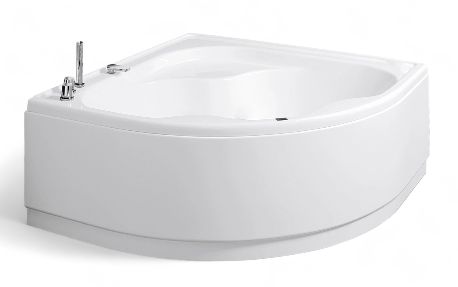 Baignoire d&#39;angle Glass avec tablier, support et pieds - Série Lis - 140 x 140 cm