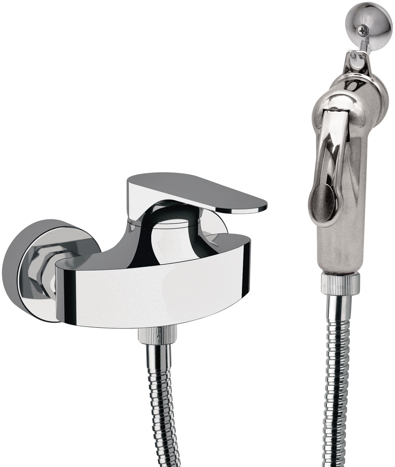 Ensemble hygiénique de WC avec mitigeur apparent Remer Classline en laiton chromé