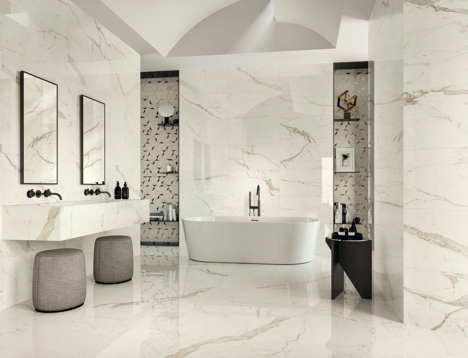 Grès cérame Marvel Shine Calacatta Prestigio brillant 120 x 240 cm - Atlas Concorde