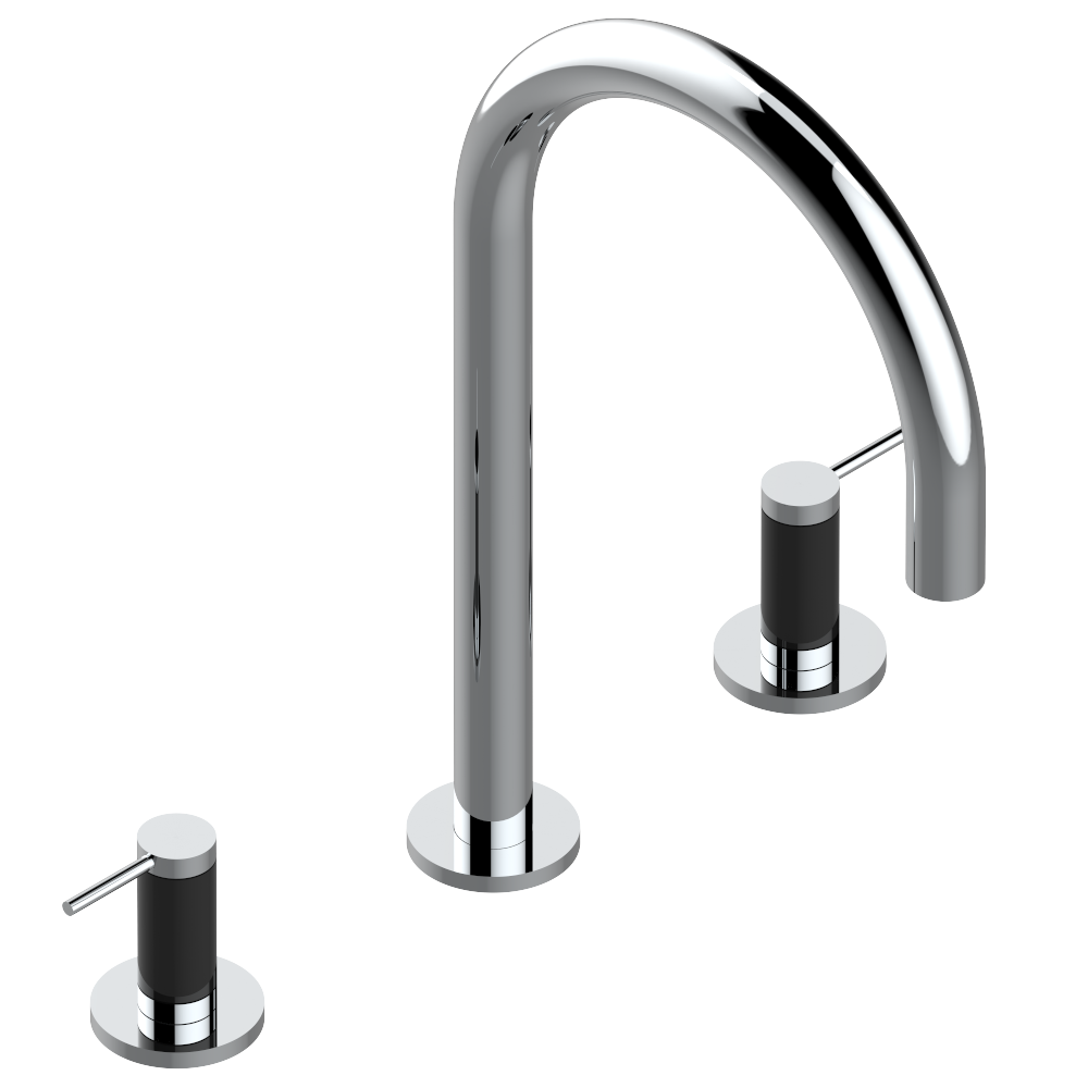 Mélangeur de lavabo 3 trous THG avec vidage, bec haut - Collection &quot;Anoa&quot;