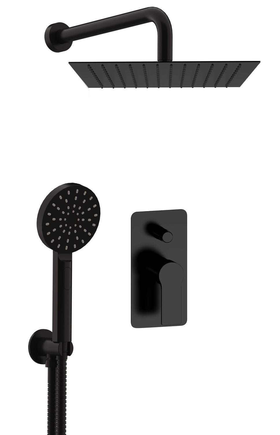 Ensemble de douche encastré Remer Energy 300 mm en laiton noir mat