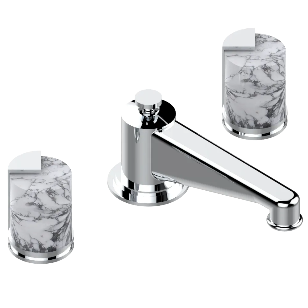 Mélangeur de lavabo 3 trous THG avec vidage pour serrage marbre - Collection &quot;Le 9 howlite&quot;