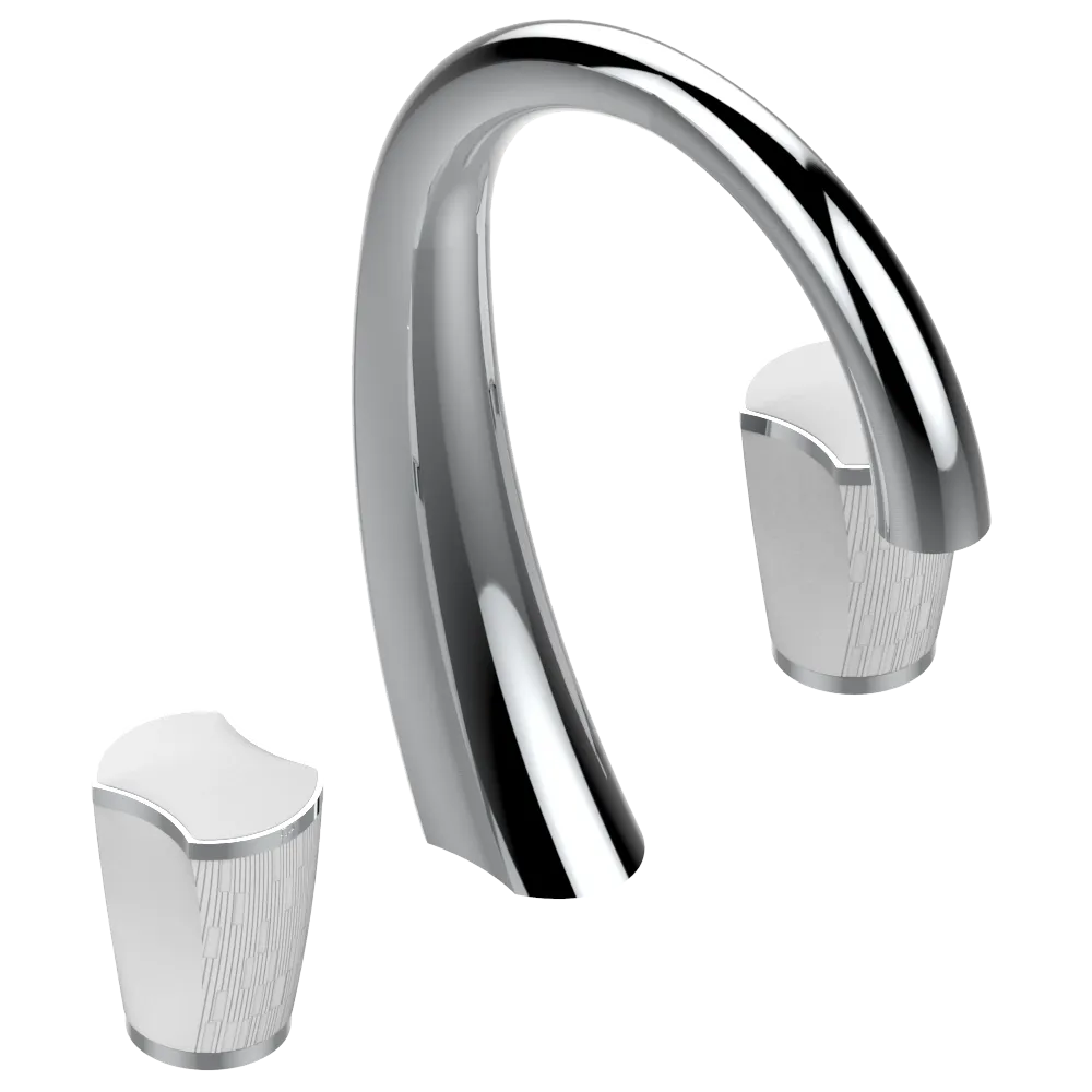 Mélangeur de lavabo 3 trous THG avec vidage - Collection &quot;Infini porcelaine blanche&quot;