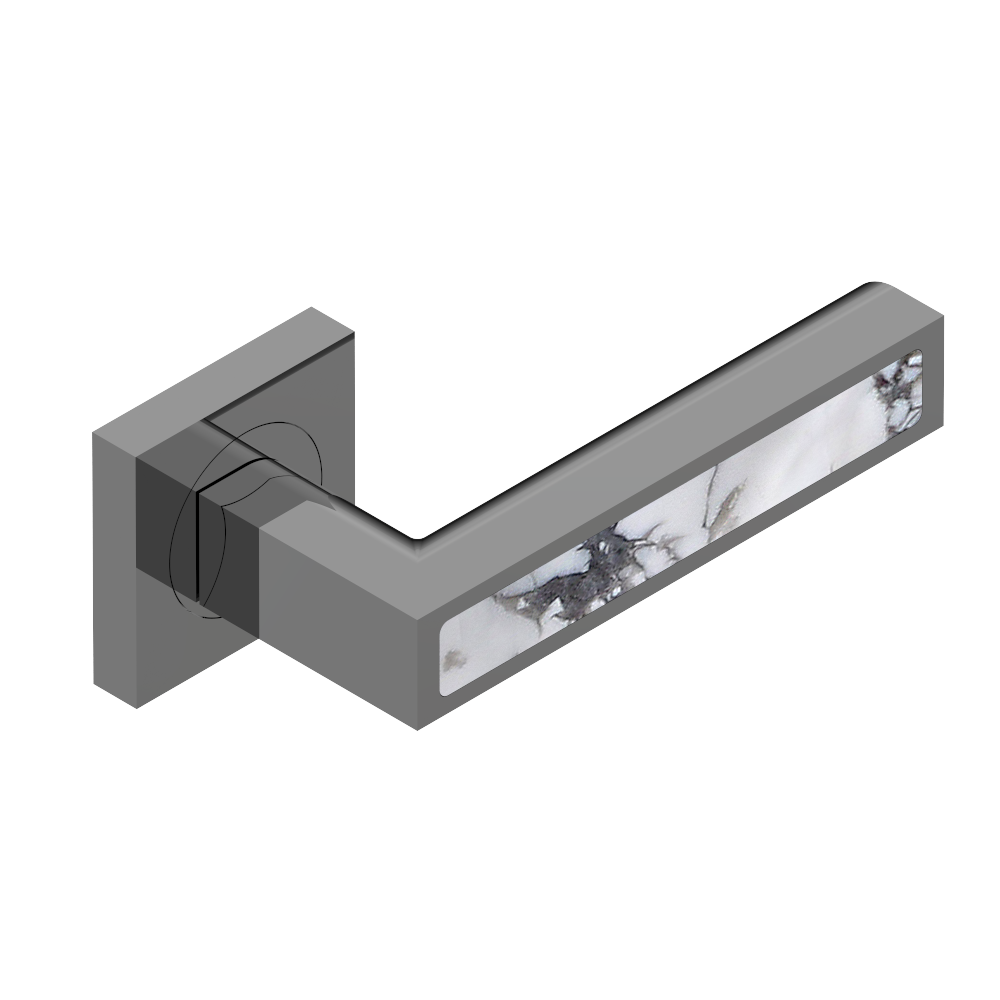 Paire de poignées de porte collection Genève insert bianco carrara​ THG Paris en PVD graphite