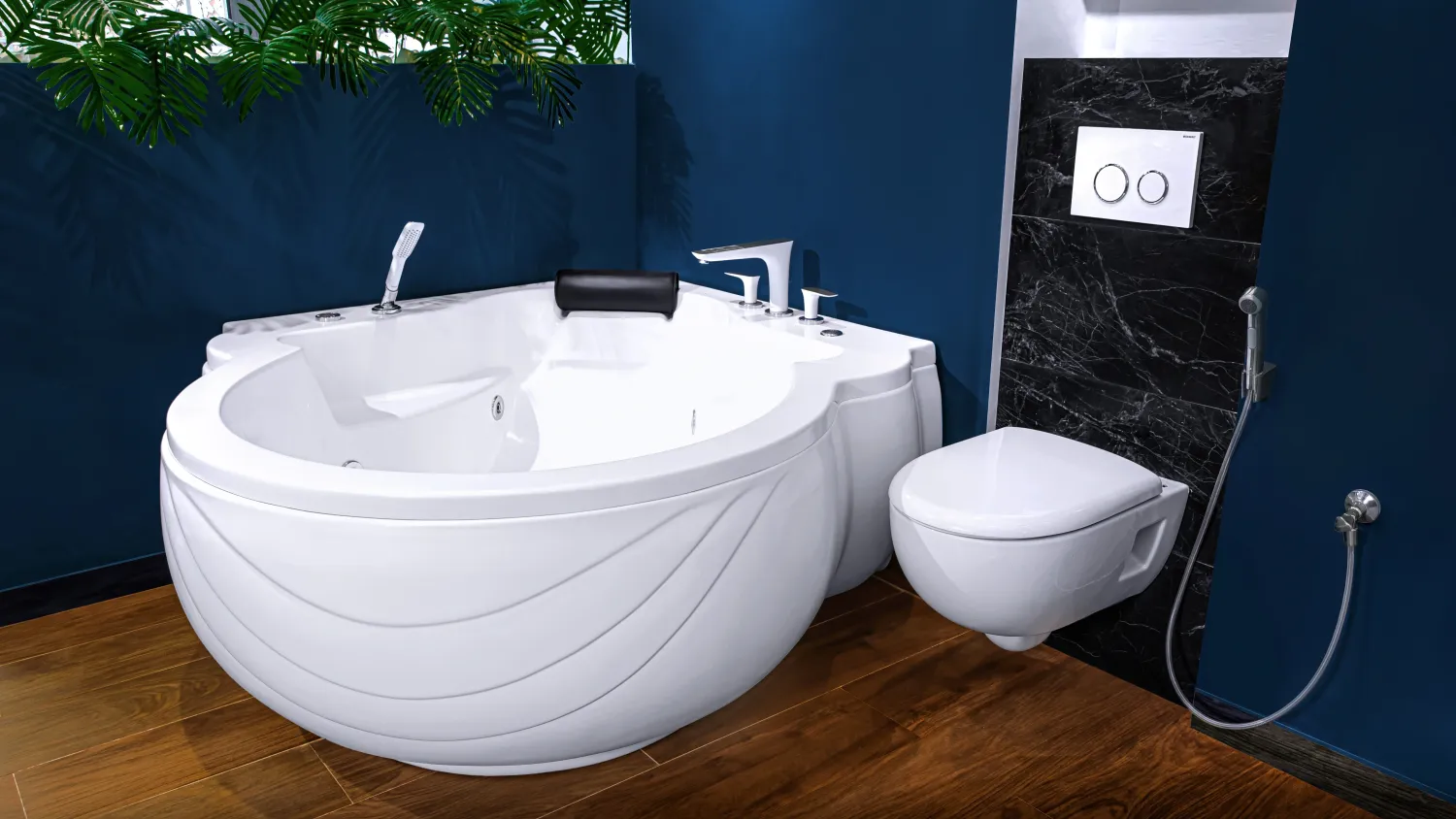 Baignoire Elysée 148 x 148 cm hydromassage simple avec repose-tête intégré