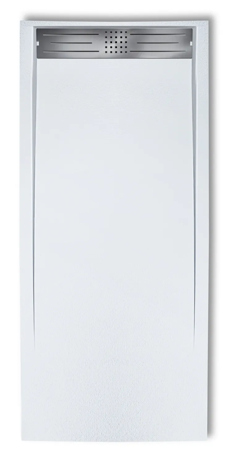 Receveur de douche rectangulaire Galaxite extra-plat et anti-dérapant (100 à 180 cm) x 70 cm avec grille en inox et bonde extra-plate