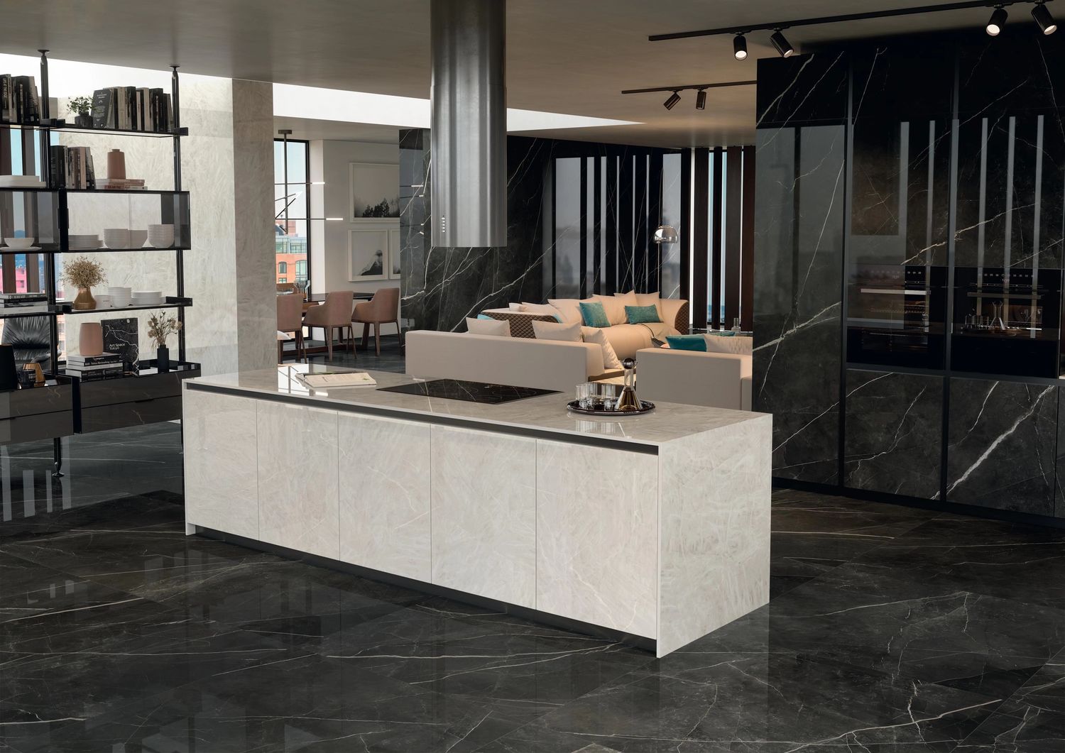 Grès cérame Marvel Gala Calacatta Black brillant 60 x 120 cm - Atlas Concorde