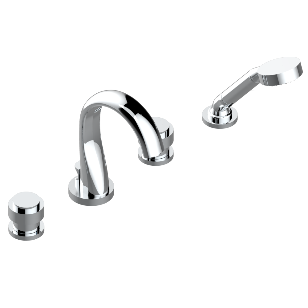 Mélangeur de bain / douche 4 trous THG sur gorge avec bec et douchette - Collection &quot;Diplomate&quot;